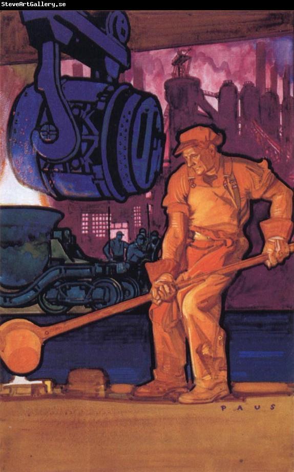 Herbert Paus Pouring molten steel at the Foundary